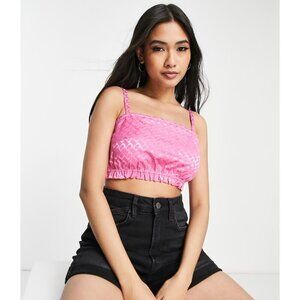 & Other Stories Cropped Jacquard Top In Hot Pink Women’s 0 EUC